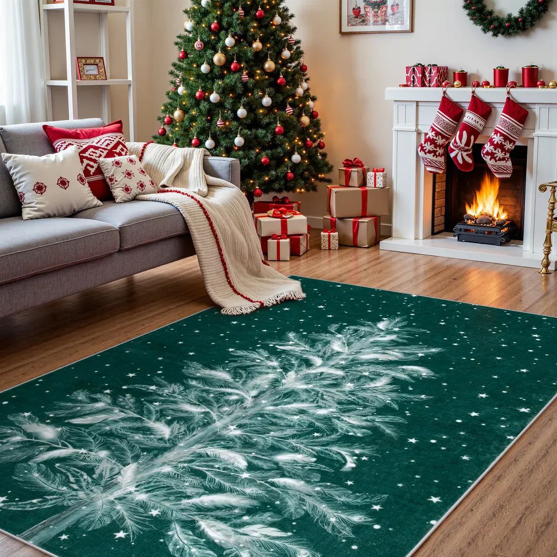 Plush Christmas Rug - Soft Non-Slip Living Room Rug - Halri