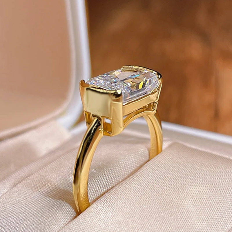 Sterling Silver Emerald Cut Gemstone Ring - Halri