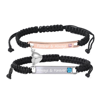 Customizable Heart Shaped Magnetic Love Charm Bracelet Set