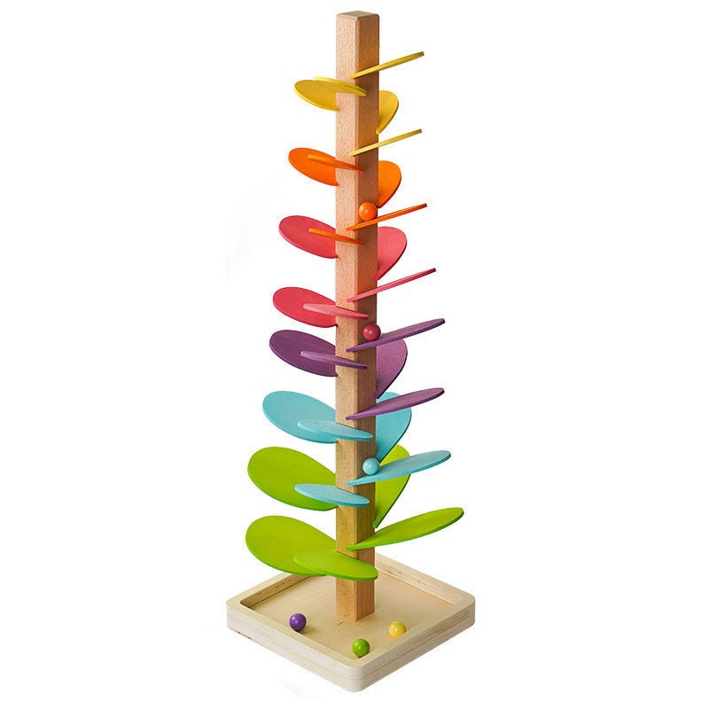 Colorful Wooden Marble Run Stack Tower