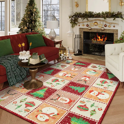 Plush Christmas Rug - Soft Non-Slip Living Room Rug