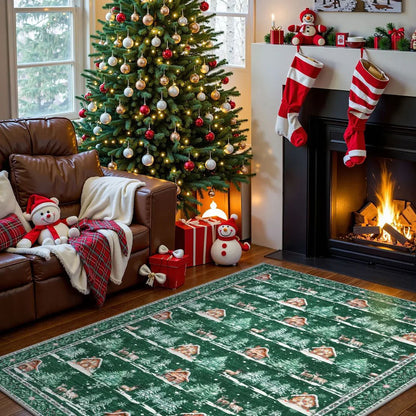 Plush Christmas Rug - Soft Non-Slip Living Room Rug