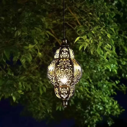 Rustic Solar Powered Outdoor Hanging Lantern - Halri