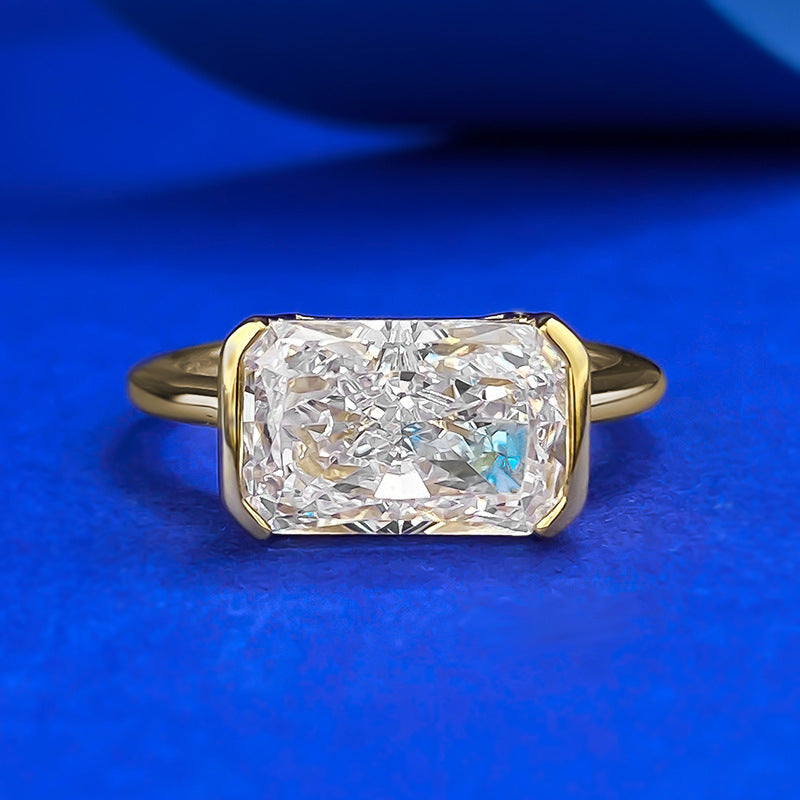 Sterling Silver Emerald Cut Gemstone Ring