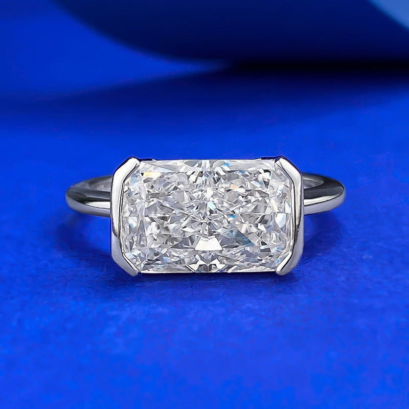 Sterling Silver Emerald Cut Gemstone Ring