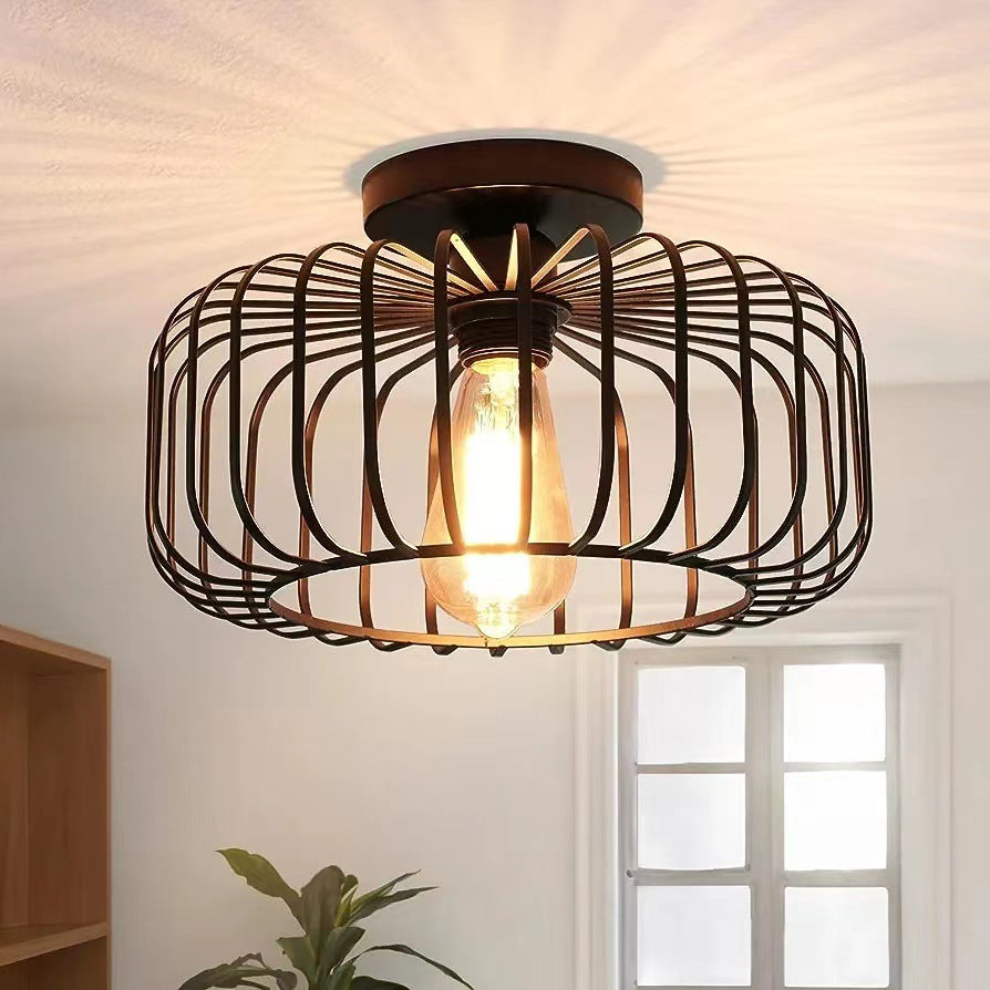 Edgy Metal Birdcage Pendant Light Black - Halri