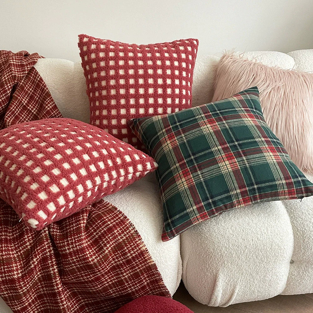 Holiday Plaid Festive Throw Pillow - Halri