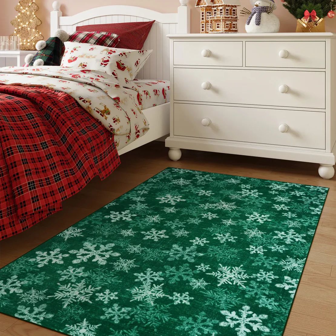 Plush Christmas Rug - Soft Non-Slip Living Room Rug