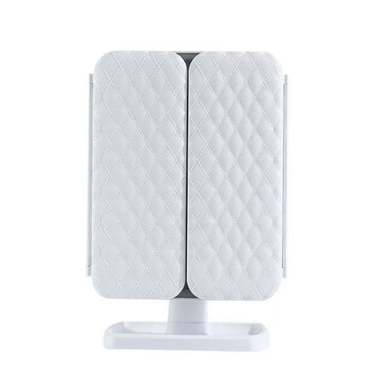 Foldable Makeup Mirror with Touch Light – Portable Vanity Mirror with Rotating Design and Storage Case 0