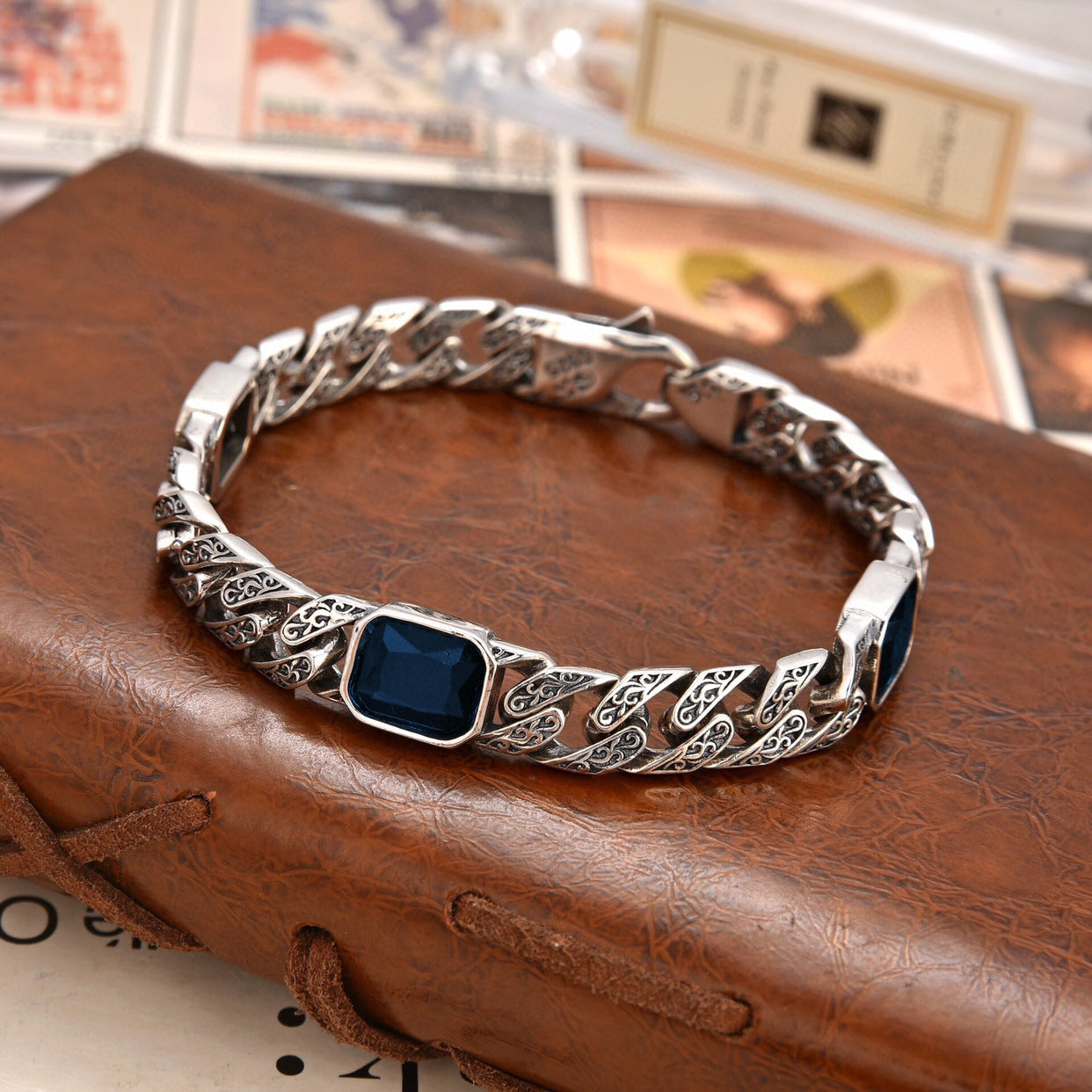 Stylish Diamond Pattern Unisex Copper Bracelet 9mm