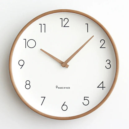 Simple Wood Wall Clock - Quiet Modern Design with Glass Face - Halri