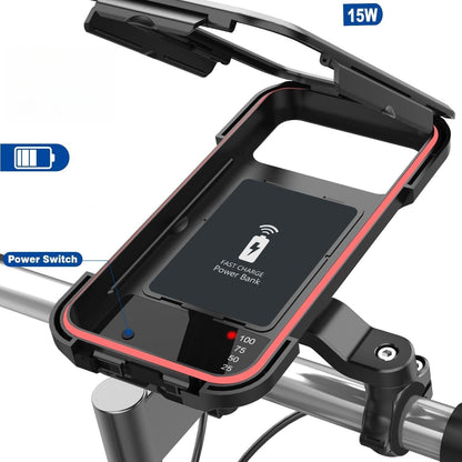 Waterproof Phone Holder for Bike Handlebars 15W Power