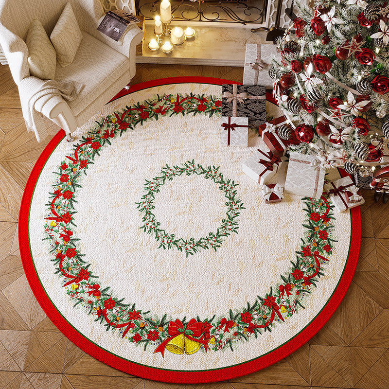 Holiday Red Plush Non Slip Living Room Rug