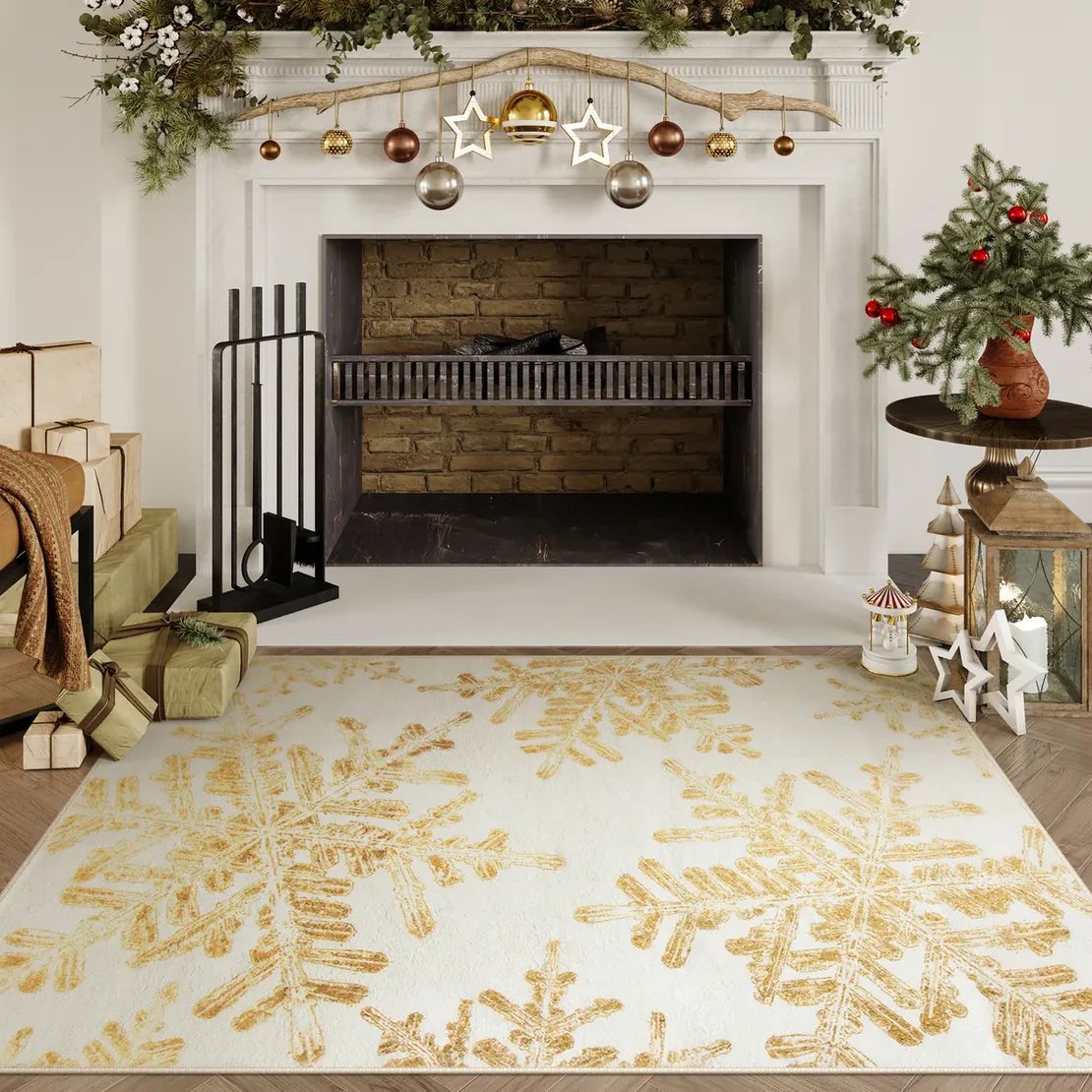 Plush Christmas Rug - Soft Non-Slip Living Room Rug