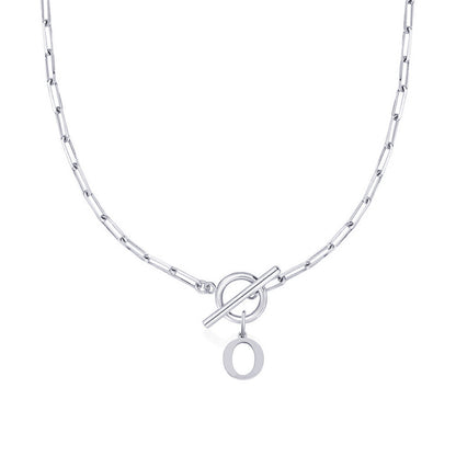 Simple Initial Circle Paperclip Lock Necklace
