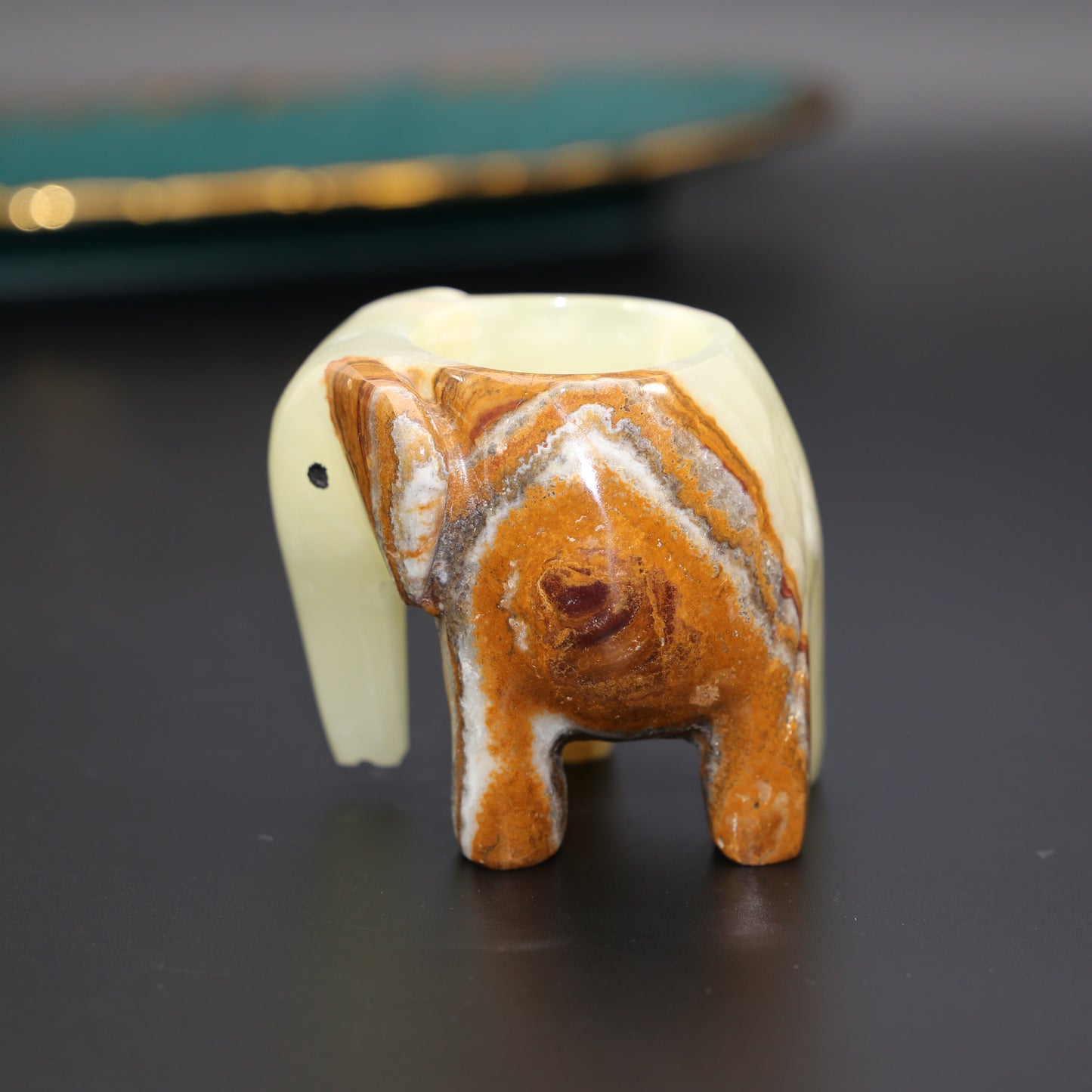 Onyx Marble Elephant Tea Light Holder – Elegant Home Decor Accent for Warm Ambiance and Tranquility 3