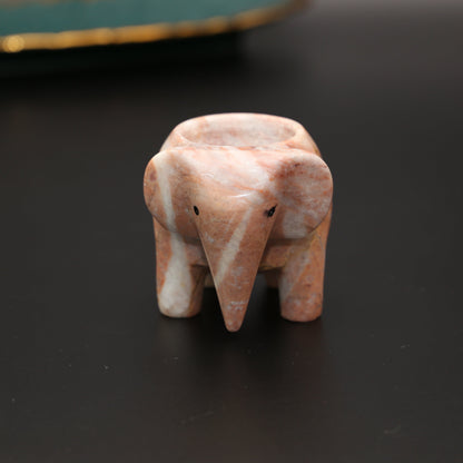 Onyx Marble Elephant Tea Light Holder – Elegant Home Decor Accent for Warm Ambiance and Tranquility 5