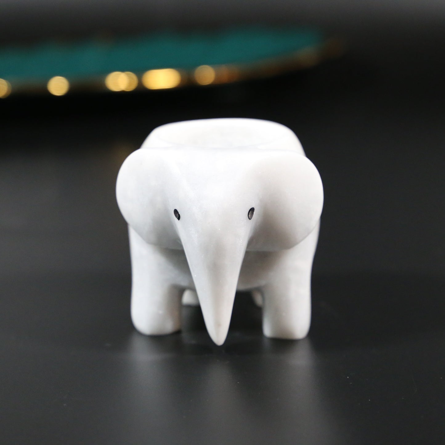 Onyx Marble Elephant Tea Light Holder – Elegant Home Decor Accent for Warm Ambiance and Tranquility 6