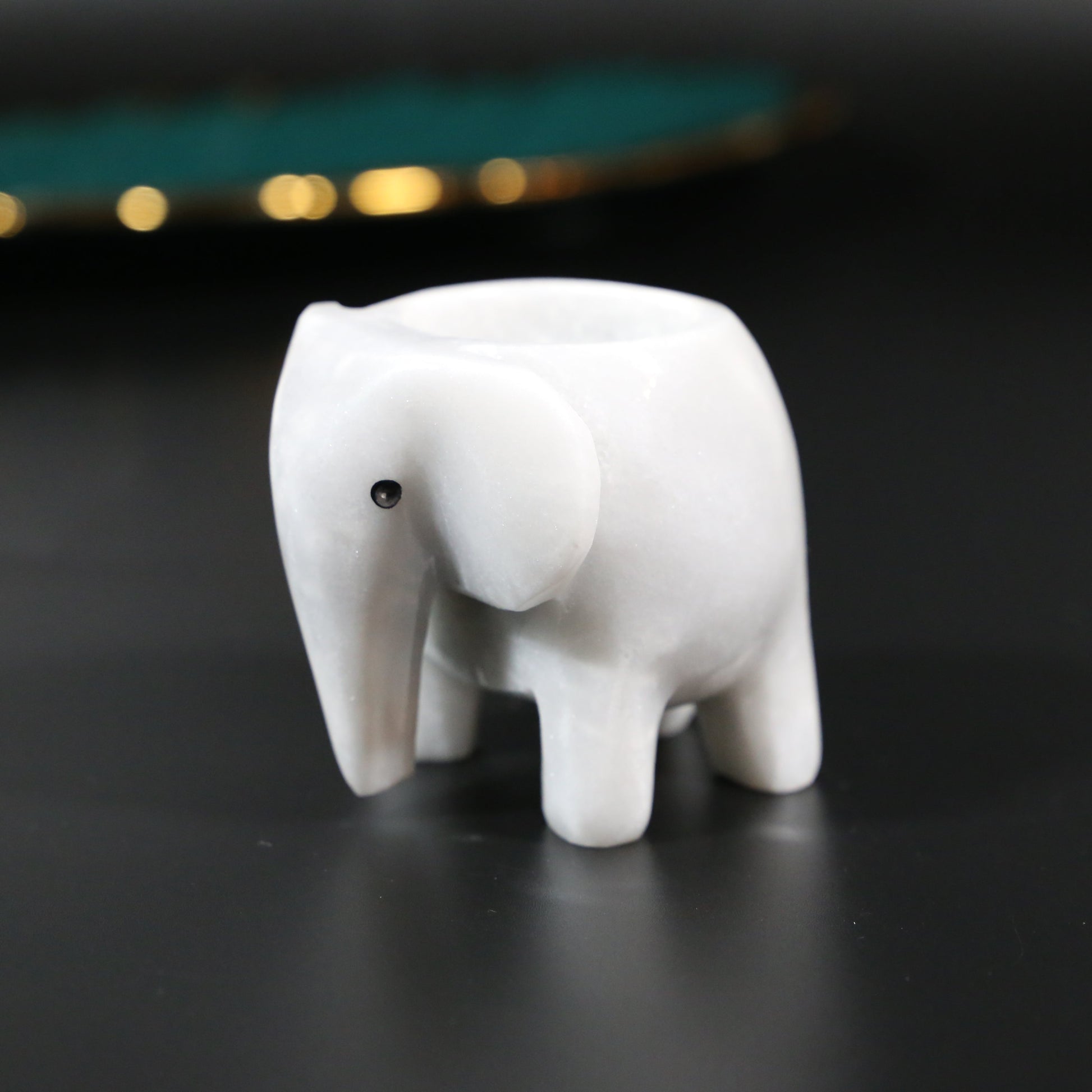 Onyx Marble Elephant Tea Light Holder – Elegant Home Decor Accent for Warm Ambiance and Tranquility 7