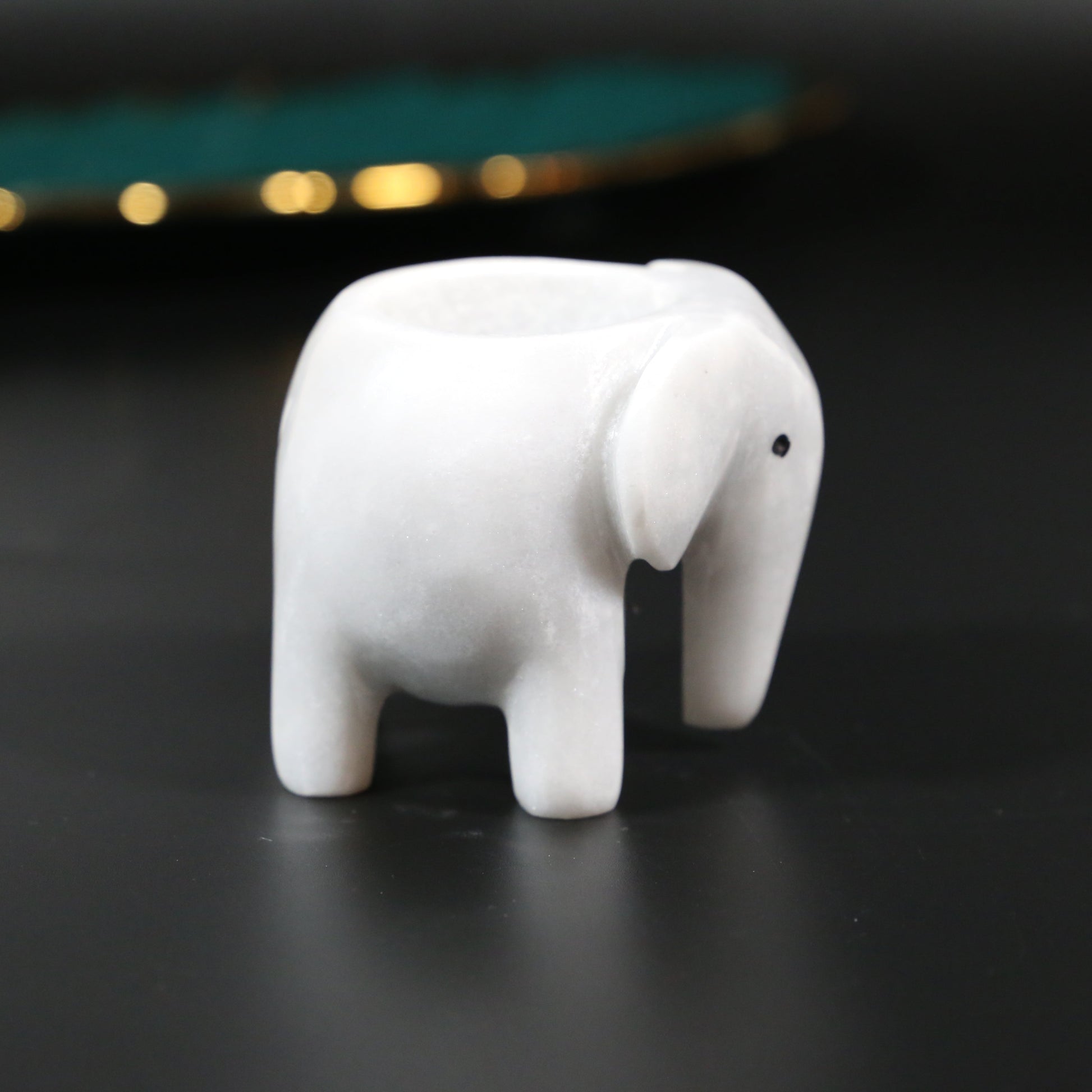 Onyx Marble Elephant Tea Light Holder – Elegant Home Decor Accent for Warm Ambiance and Tranquility 8