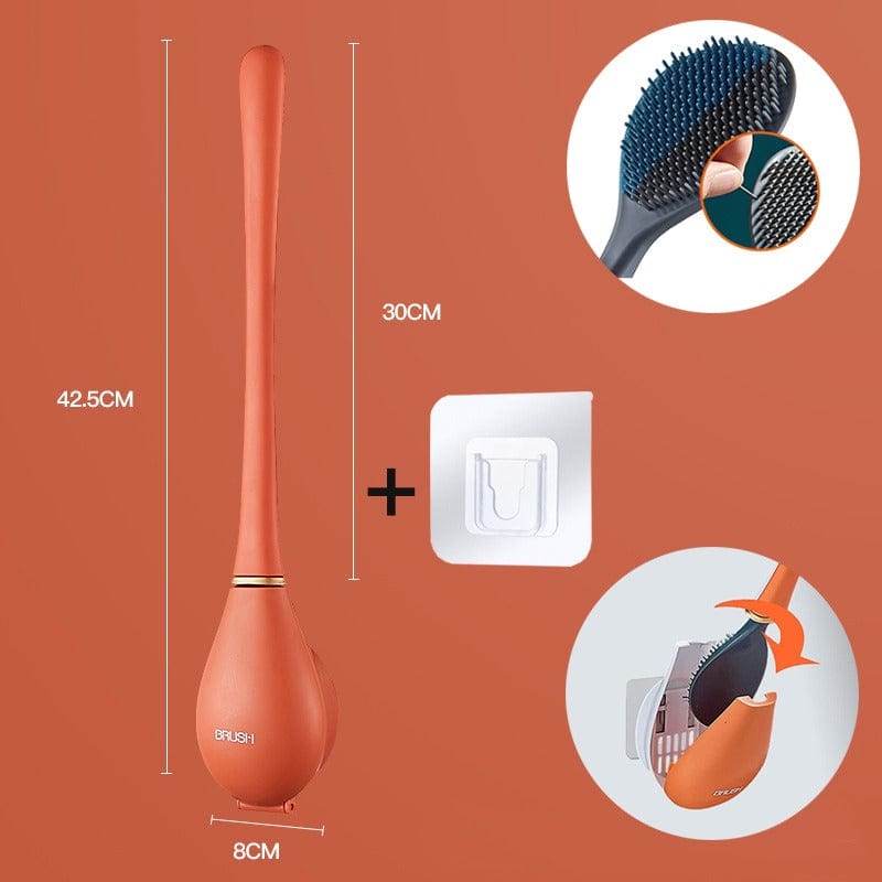 Bathroom Silicone Toilet Brush with Holder and Fast Dry Design