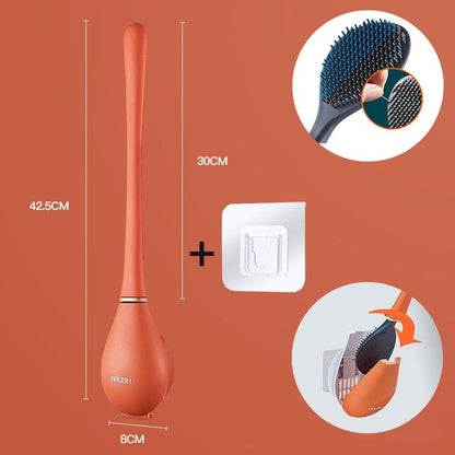 Bathroom Silicone Toilet Brush with Holder and Fast Dry Design