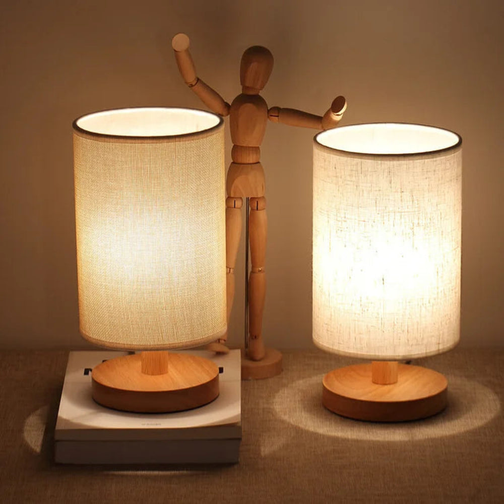 Organic Glow Bedside Lamp – Dimmable Wooden Nightstand Lamp with Remote Control for Bedroom and Small Spaces 1