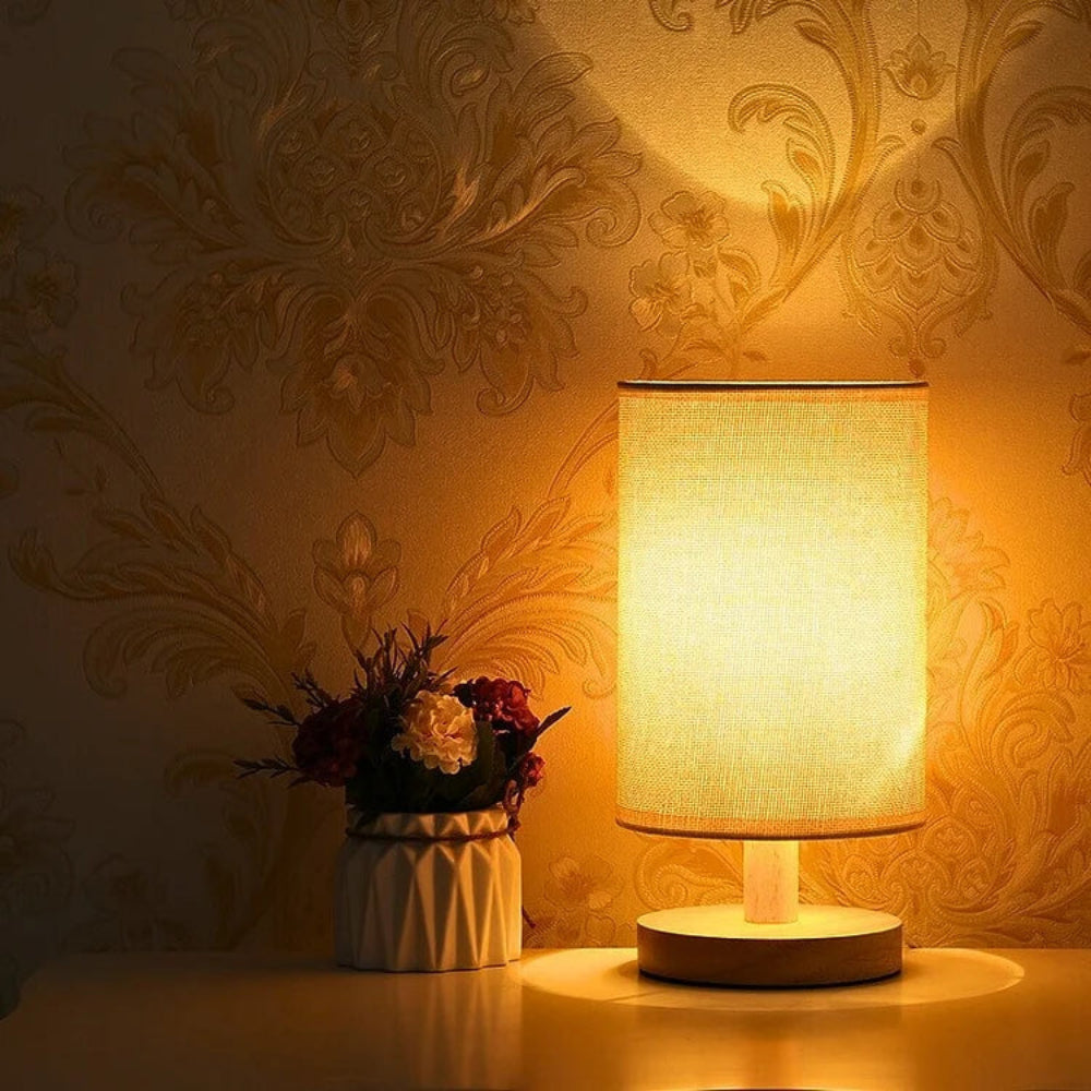 Organic Glow Bedside Lamp – Dimmable Wooden Nightstand Lamp with Remote Control for Bedroom and Small Spaces 2