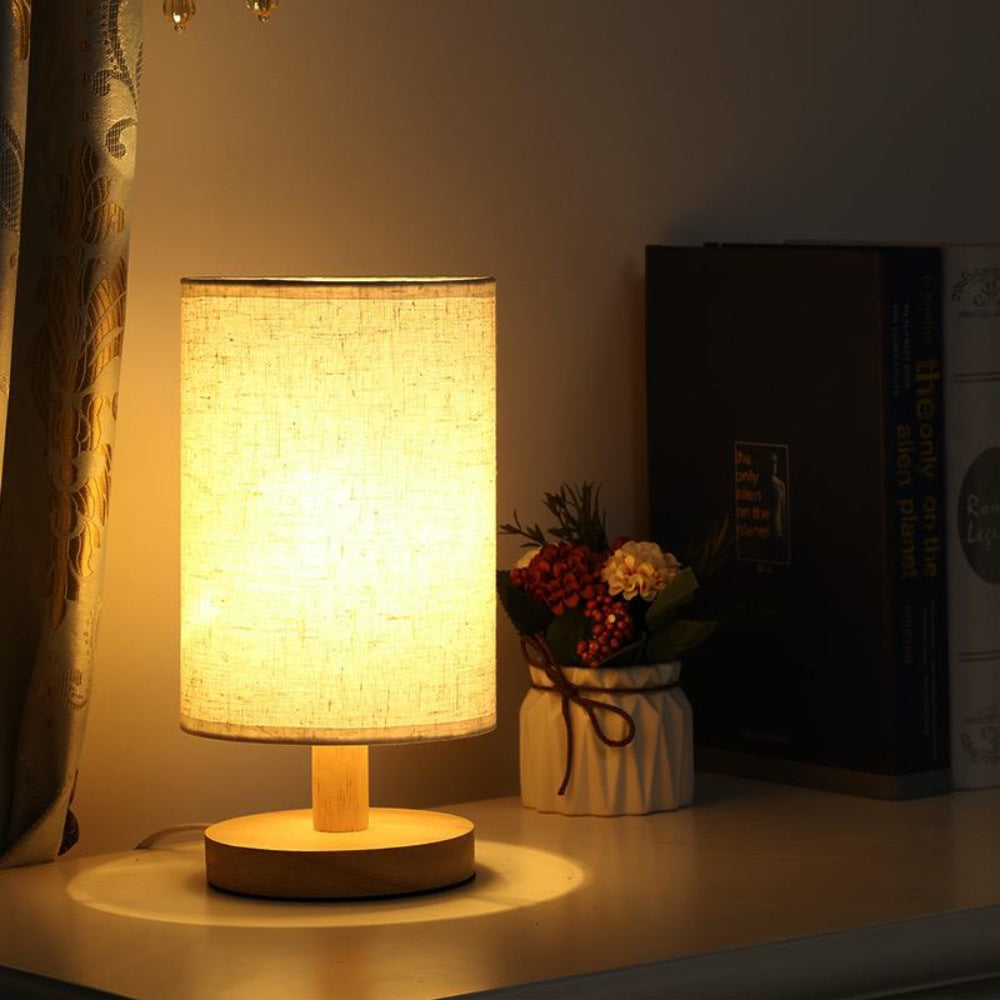 Organic Glow Bedside Lamp – Dimmable Wooden Nightstand Lamp with Remote Control for Bedroom and Small Spaces 5