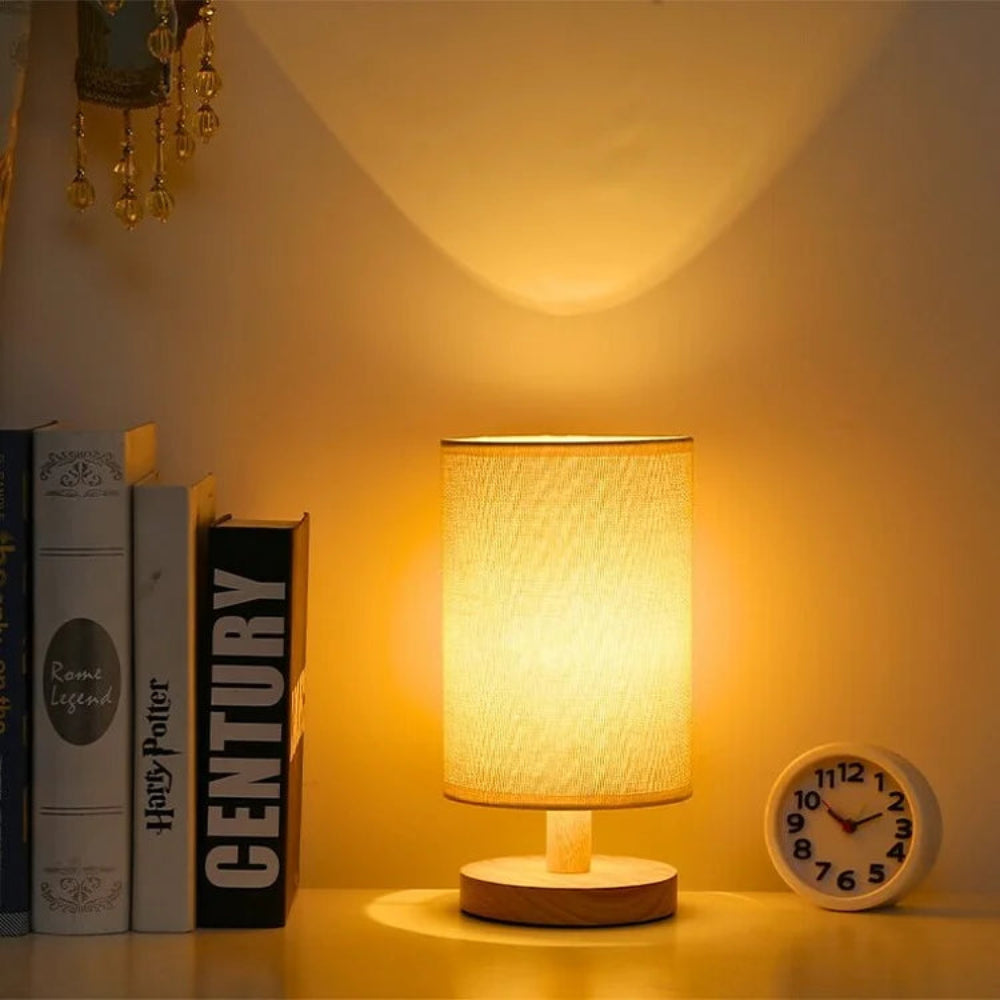 Organic Glow Bedside Lamp – Dimmable Wooden Nightstand Lamp with Remote Control for Bedroom and Small Spaces 7