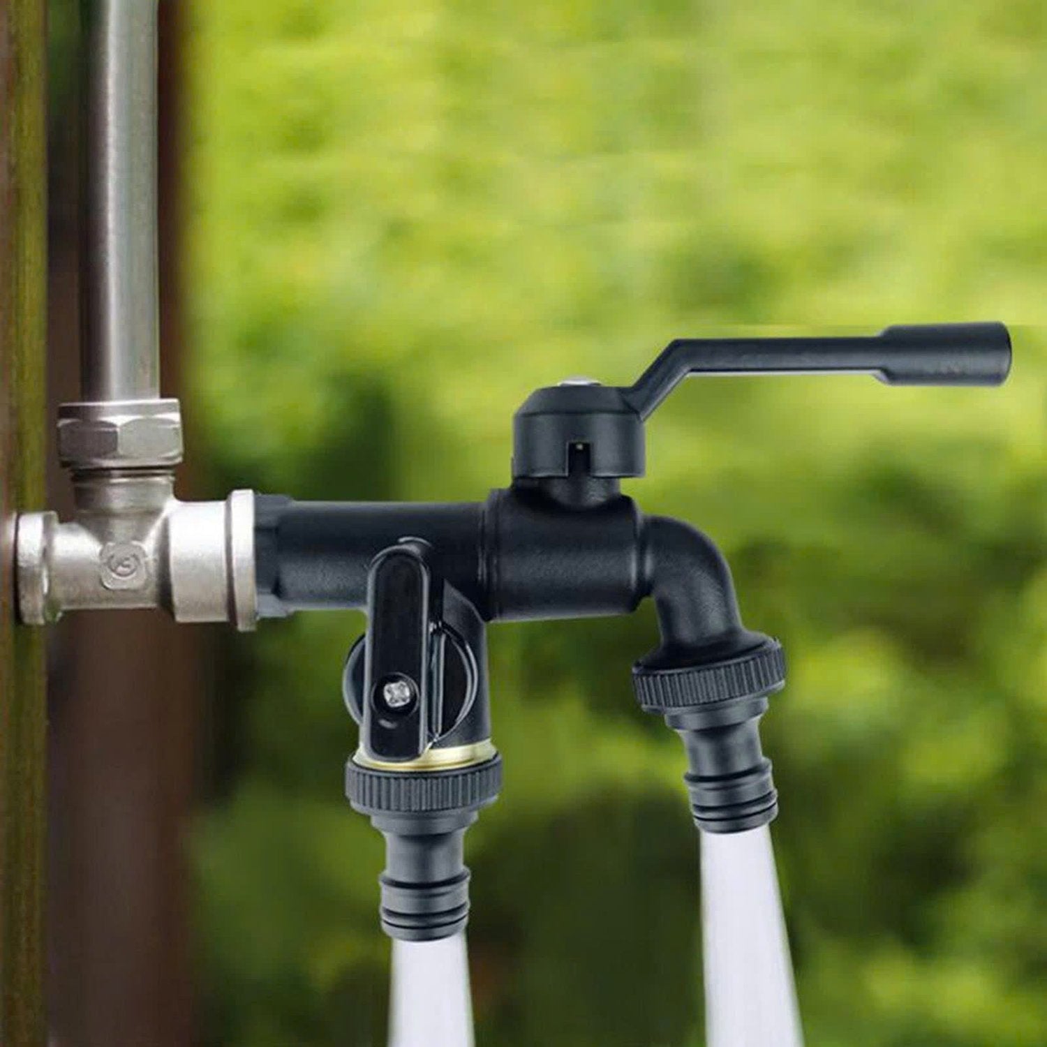 Heavy Duty 2 Outlet Yard Faucet with Hose Adapter - Halri