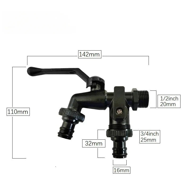 Heavy Duty 2 Outlet Yard Faucet with Hose Adapter