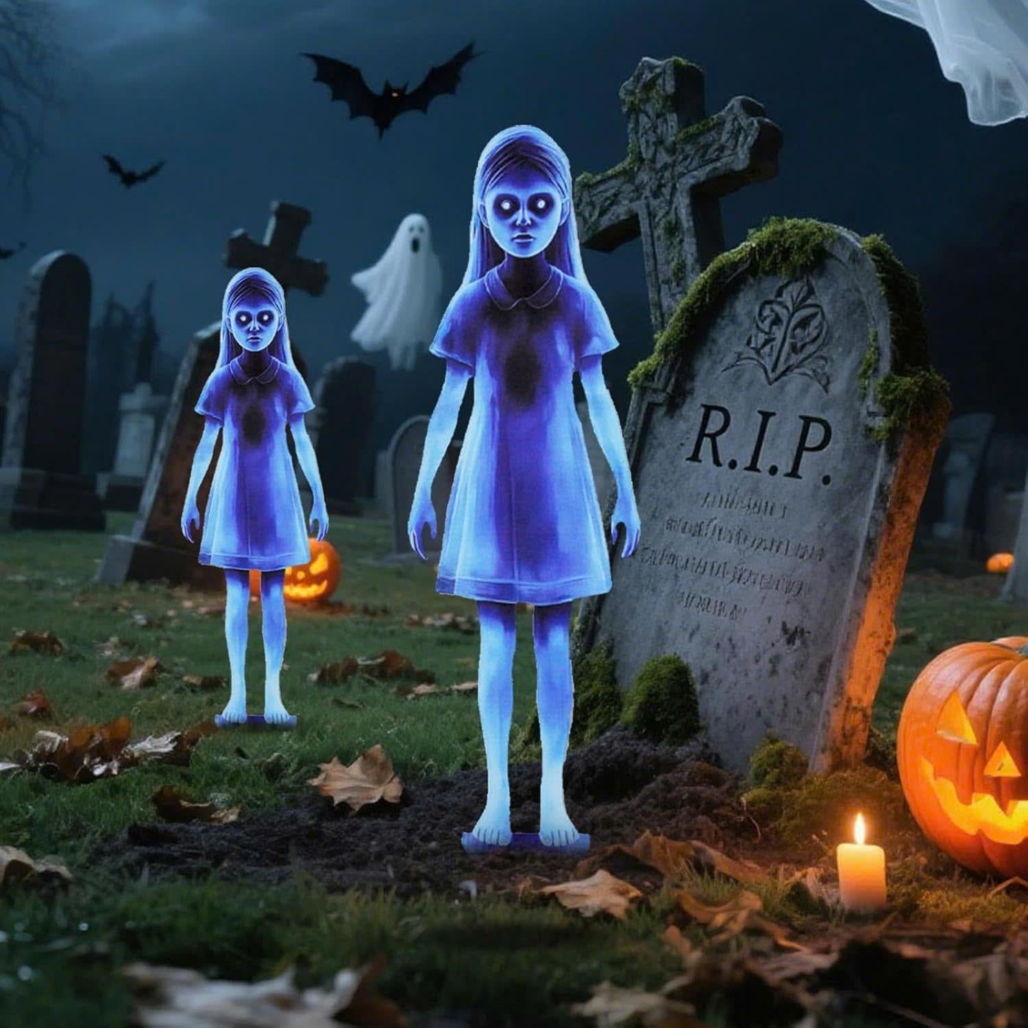 LED Ghost Halloween Yard Decor, Easy to Set Up - Halri