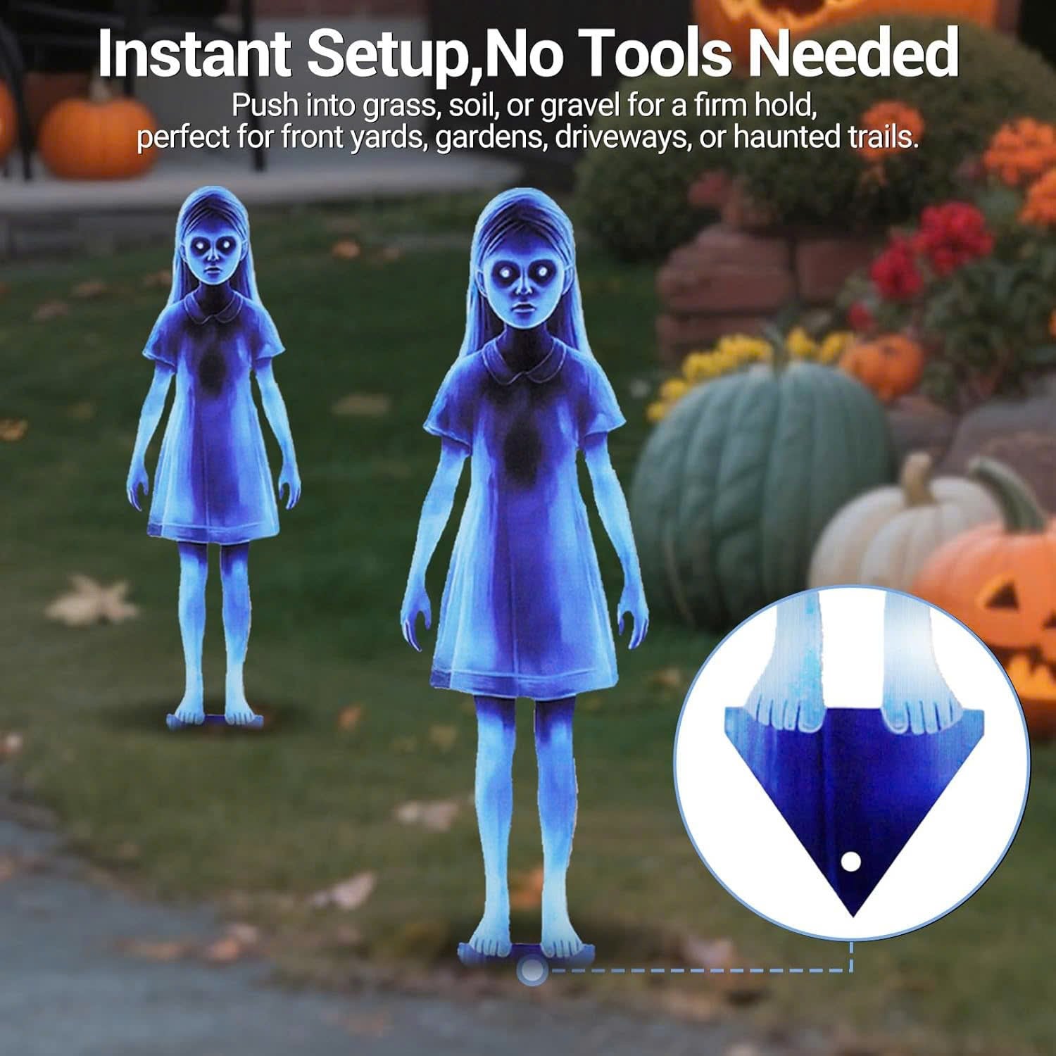 Outdoor Lighted Ghost Halloween Decoration, Safe, Compact & Easy to Install