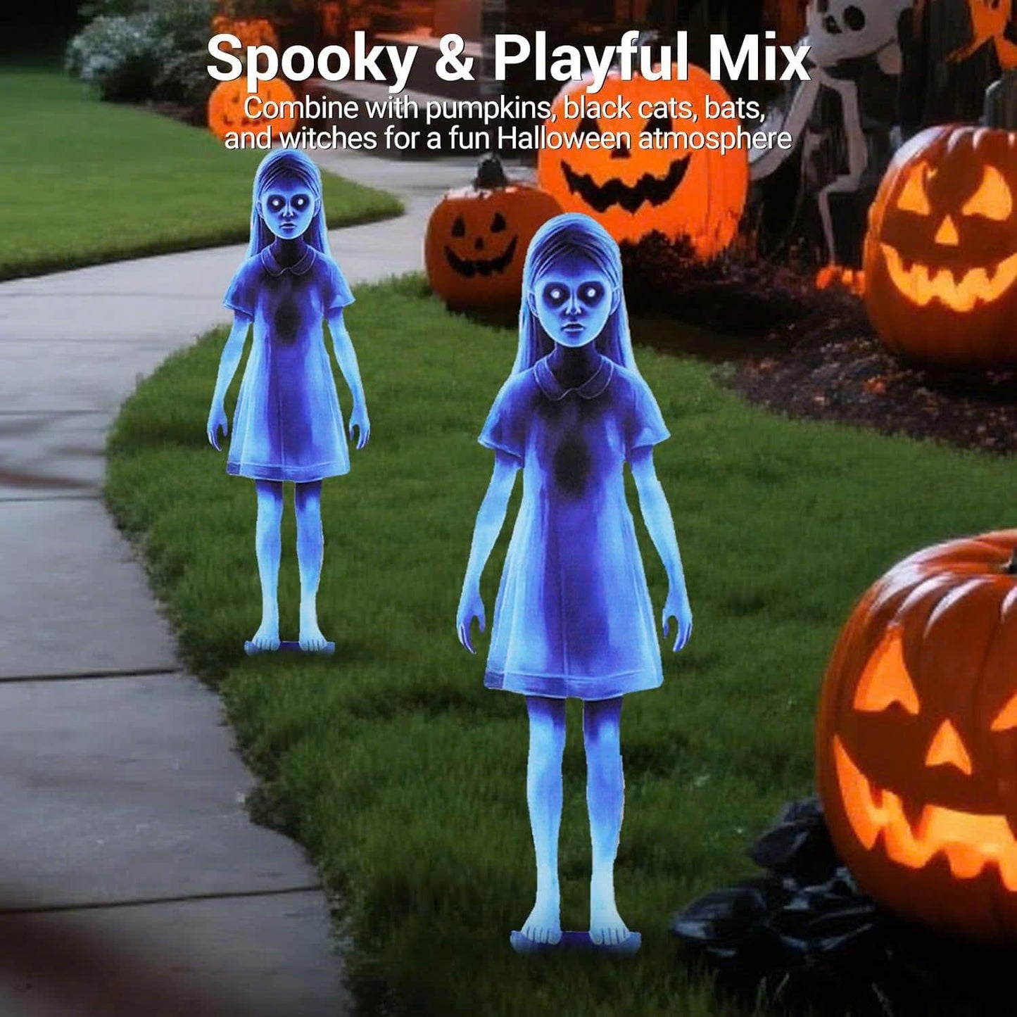 Outdoor Lighted Ghost Halloween Decoration, Safe, Compact & Easy to Install