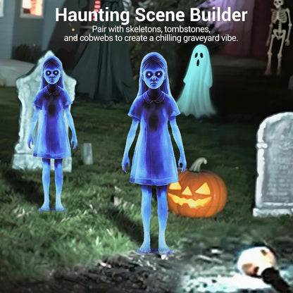 Outdoor Lighted Ghost Halloween Decoration, Safe, Compact & Easy to Install