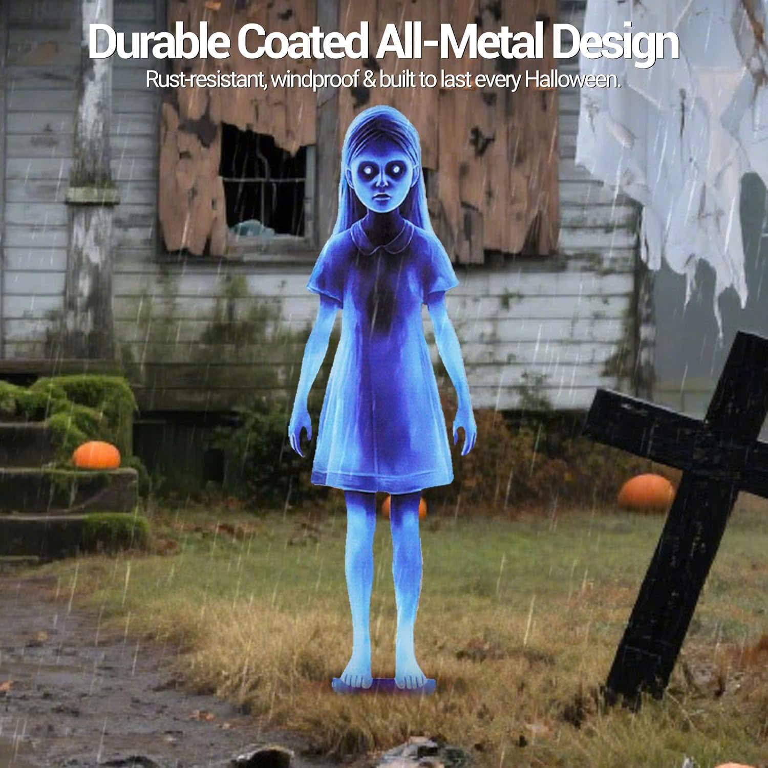 Outdoor Lighted Ghost Halloween Decoration, Safe, Compact & Easy to Install