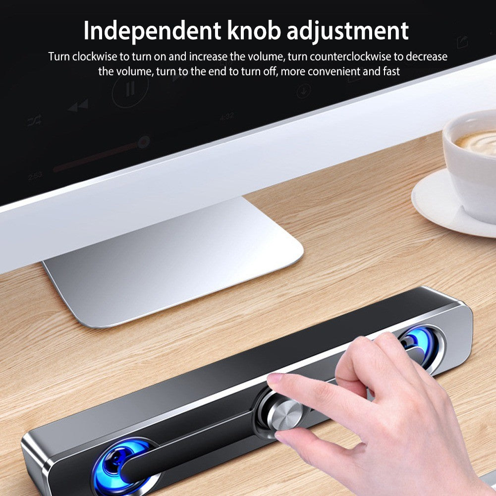 PC Soundbar Speaker – USB Powered with LED Lights 3.5mm Jack for Laptop & TV
