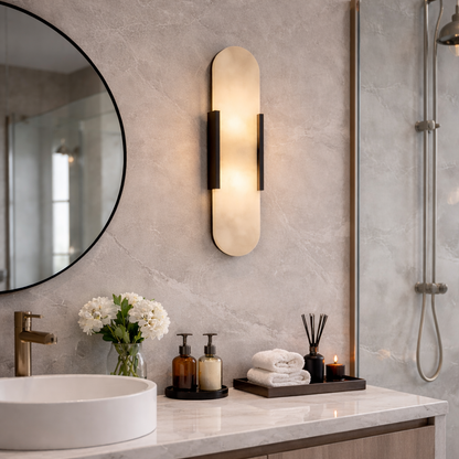 Elegant Marble Bedside Wall Light with Warm Glow - Halri