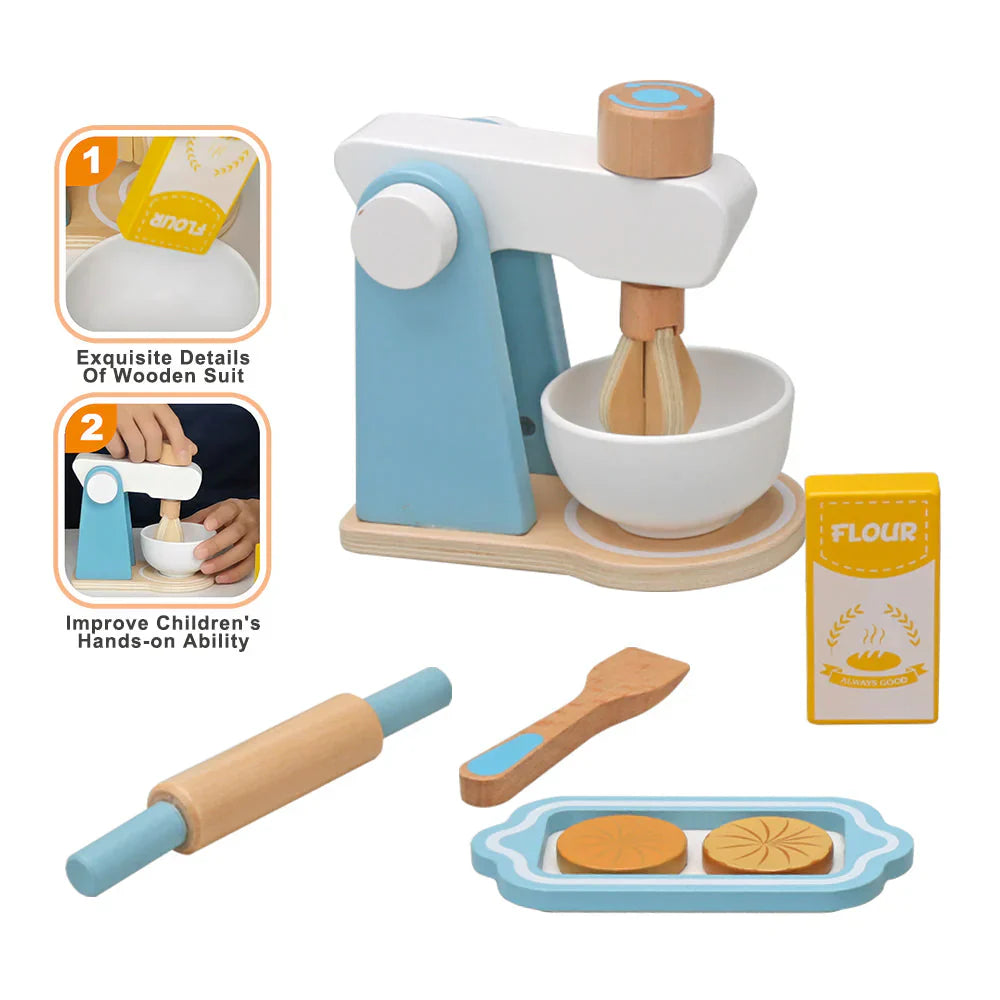 Kids Wooden Play Kitchen Appliance Set - Halri