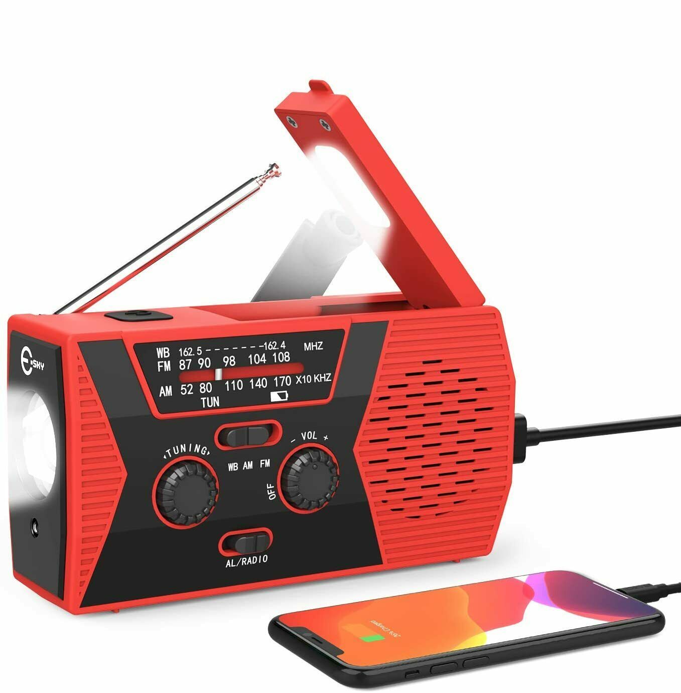 Portable Solar Hand Crank Weather Radio Charger