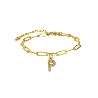 Delicate Initial Paperclip Charm Bracelet
