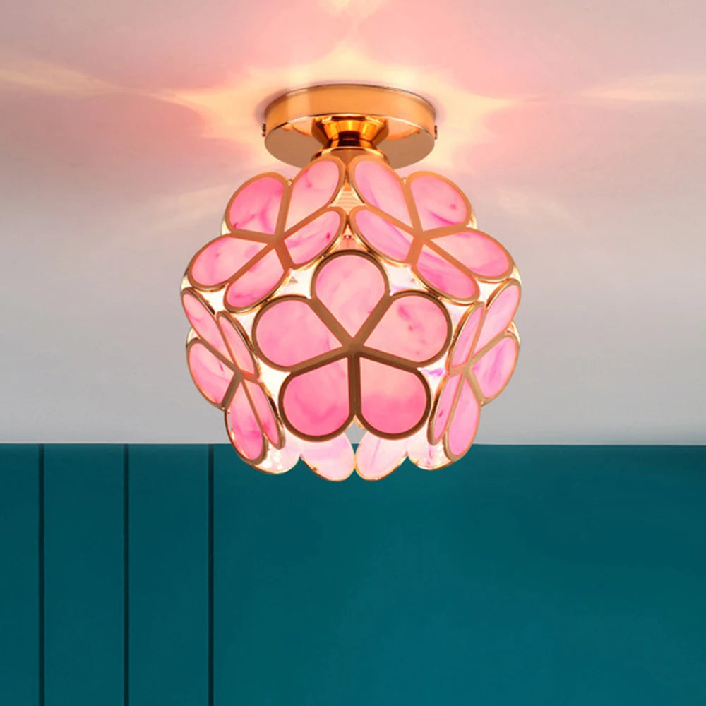 Stylish Floral LED Ceiling Light with Glass Details - Halri