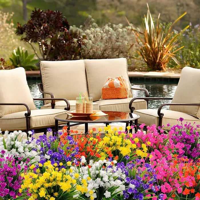 Durable Outdoor Artificial Flowers - 7 Piece UV Resistant Set - Halri