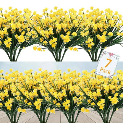 Durable Outdoor Artificial Flowers - 7 Piece UV Resistant Set