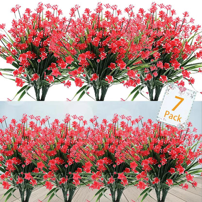 Durable Outdoor Artificial Flowers - 7 Piece UV Resistant Set