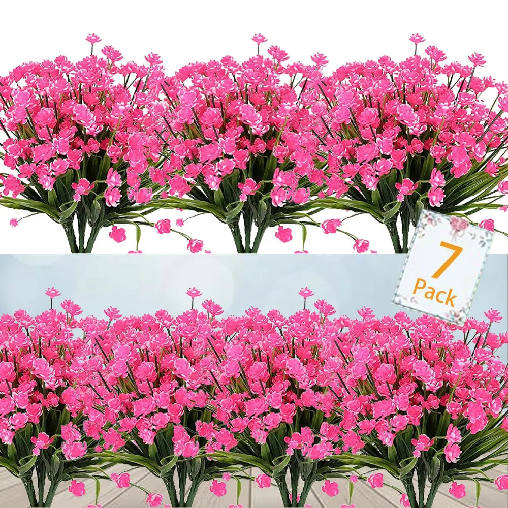 Durable Outdoor Artificial Flowers - 7 Piece UV Resistant Set