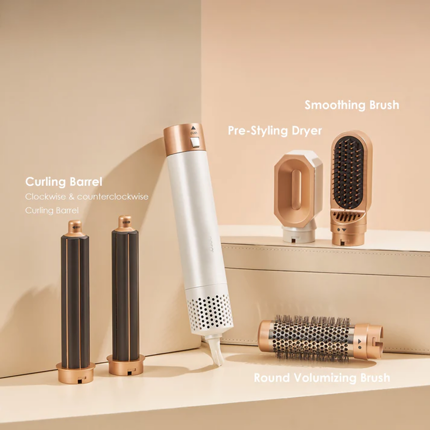 Premium 5-in-1 Hair Curler with Hot Air Brush & Dryer