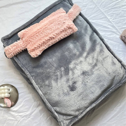 Soft Pink Cozy Pet Bed with Cushion & Throw