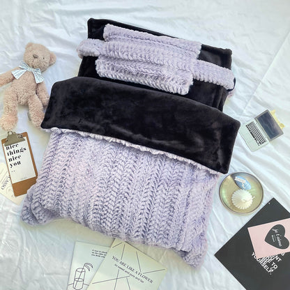 Soft Pink Cozy Pet Bed with Cushion & Throw